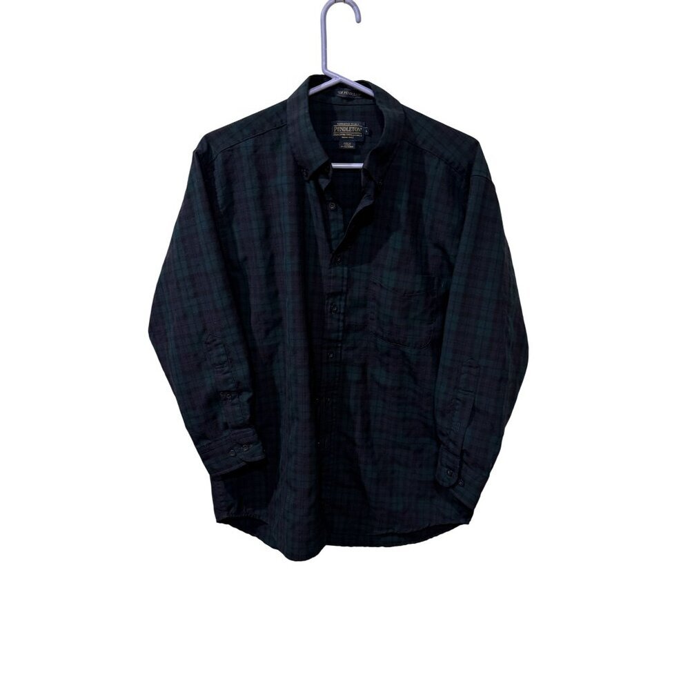 Pendleton Classic Plaid Button Down Flannel Shirt Large Wool Blend